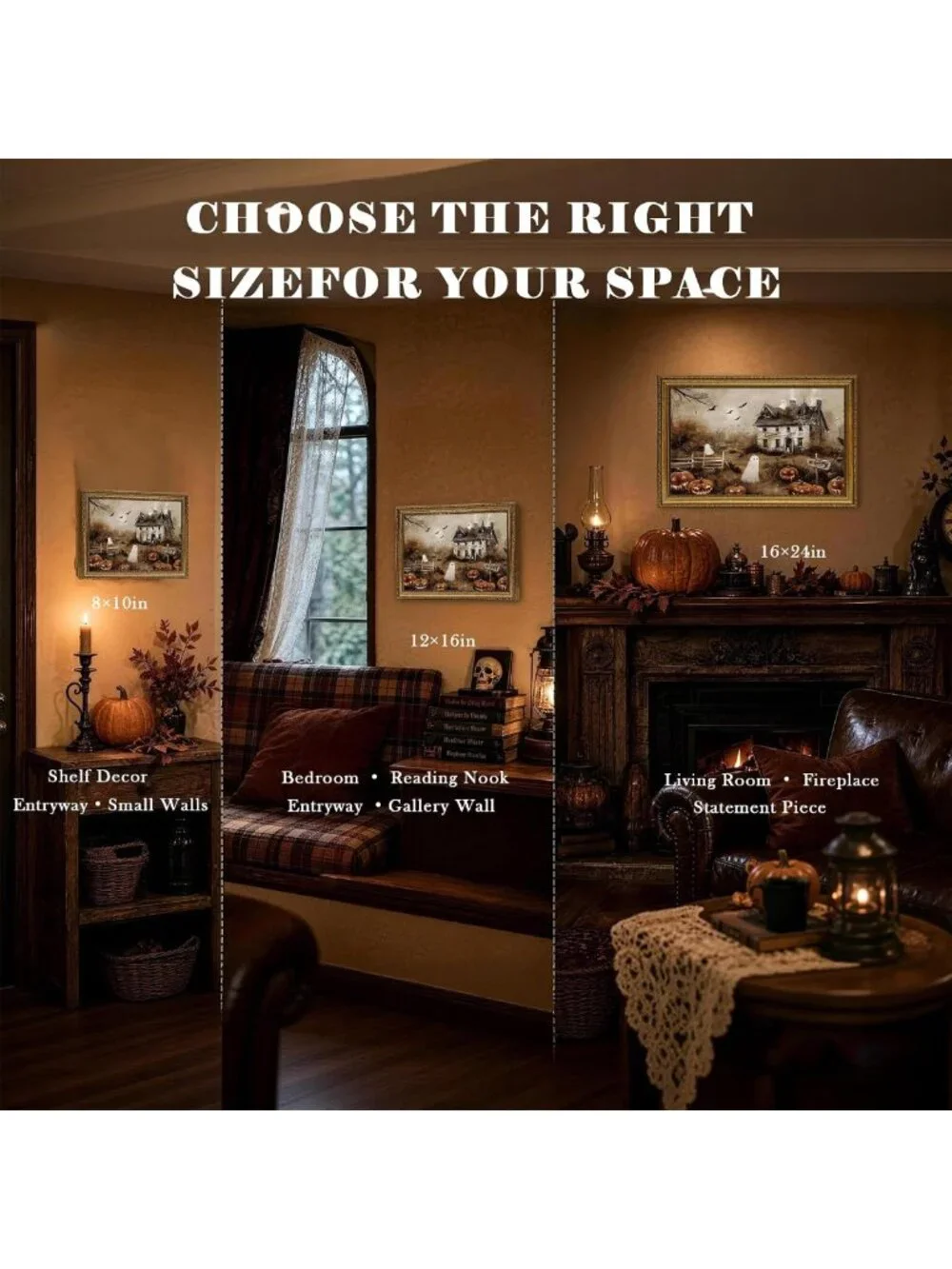 Haunted House Ghost Wall Art Canvas Print - Spooky Halloween Decor 16x24
